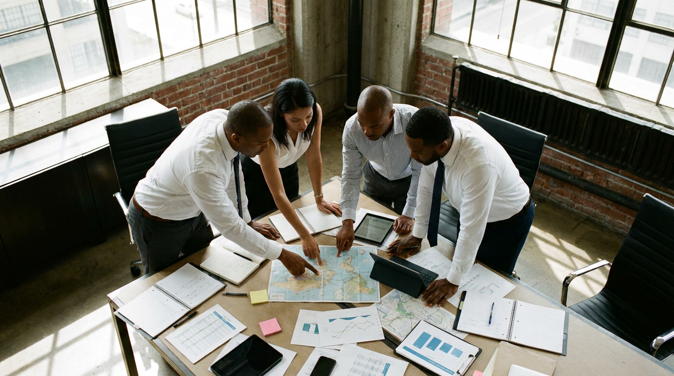Sales professionals collaborating on go-to-market strategy
